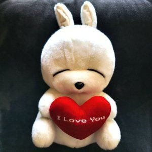 Large Mashimaro Plush, Korean Plush Rabbit with I Love You Heart